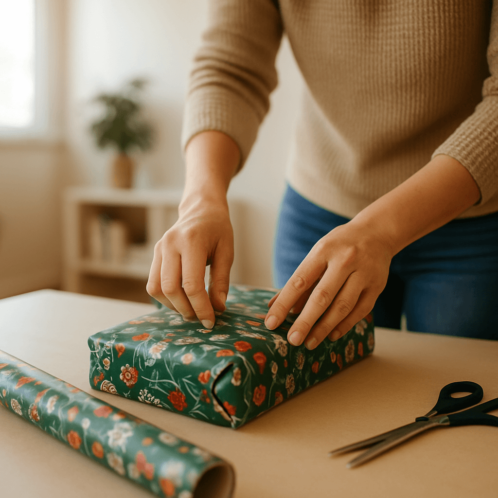 Plier et stocker le papier cadeau sans plis ni déchirures