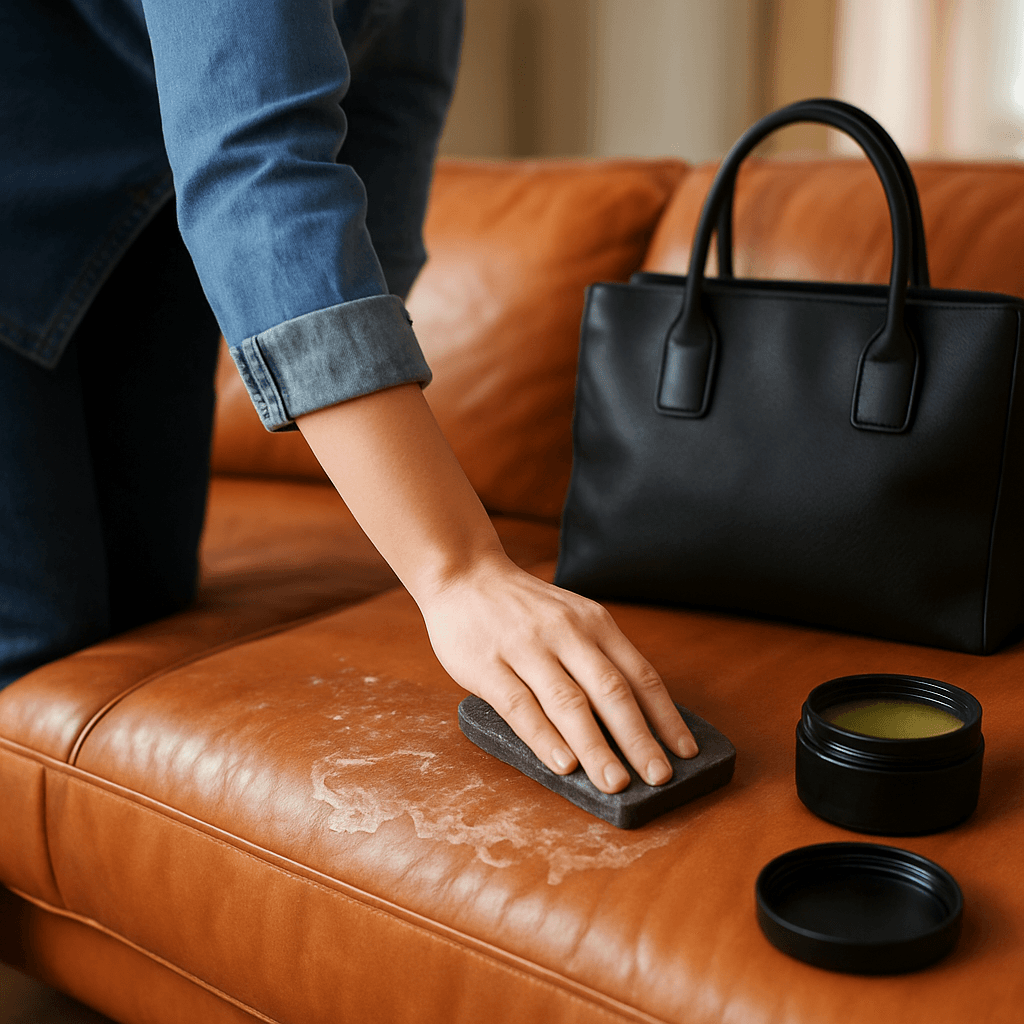 Savon noir sur le cuir : canapé et sac sans l'abîmer